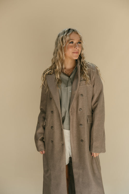 DOUBLE BREASTED LONGLINE NOTCHED COAT