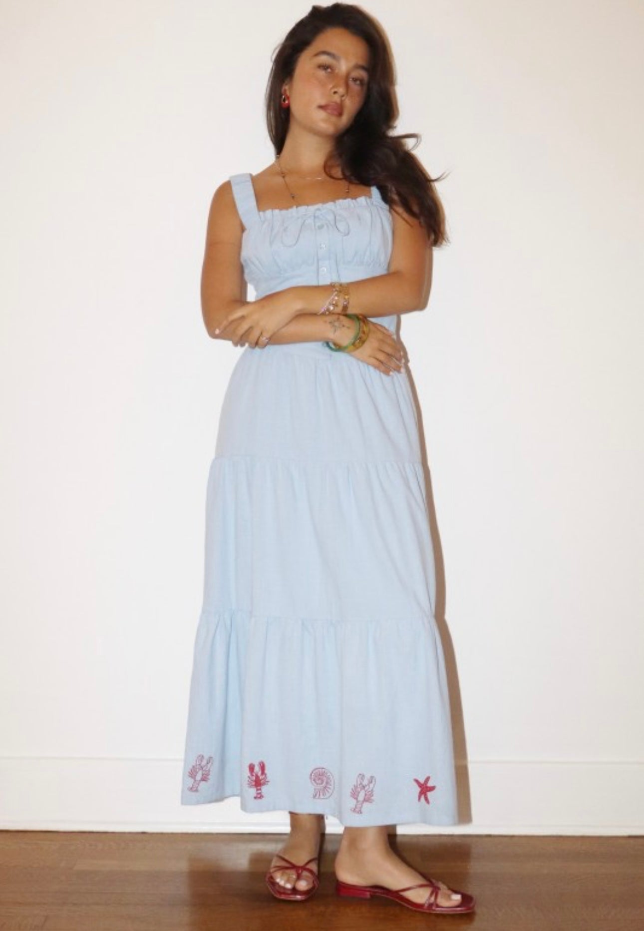 Tie Front Sea Life Maxi Dress