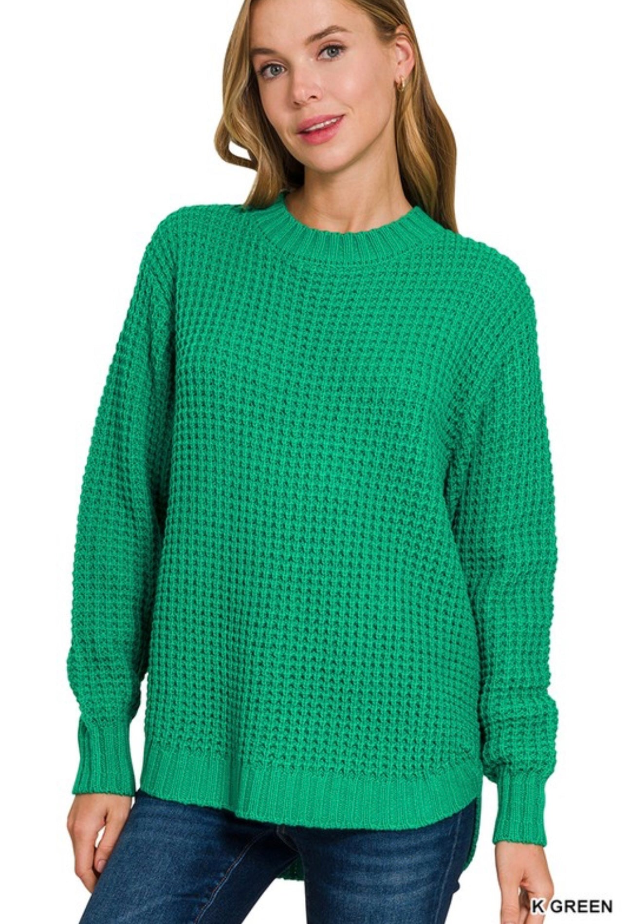 Hi-low Waffle Sweater