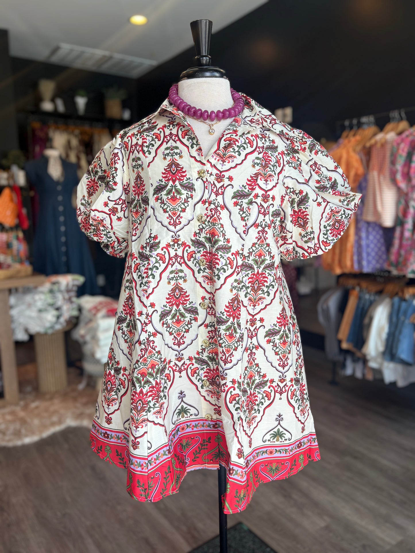 Paisley Print Mini Dress