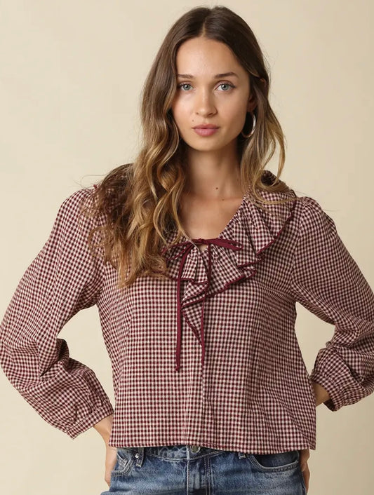 Burgundy Peplum Blouse