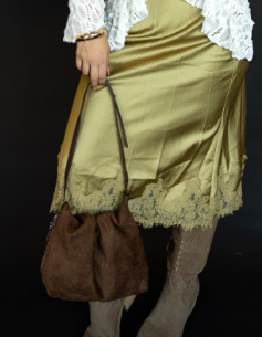 Chartreuse Lace Midi Skirt