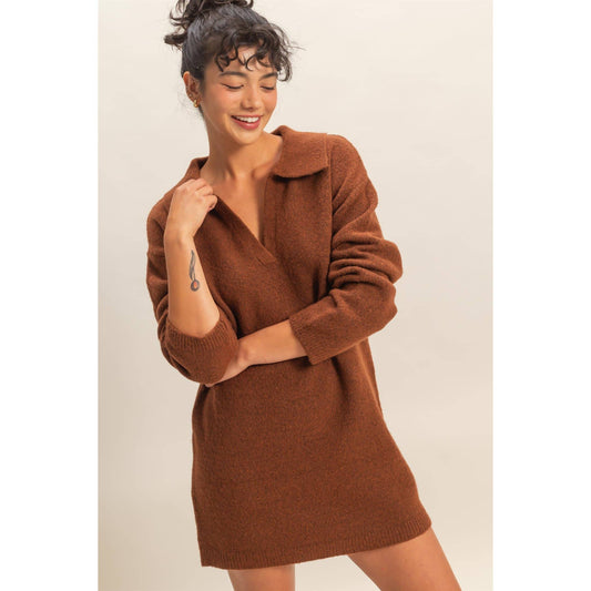sophisticated polo long sleeve sweater dress