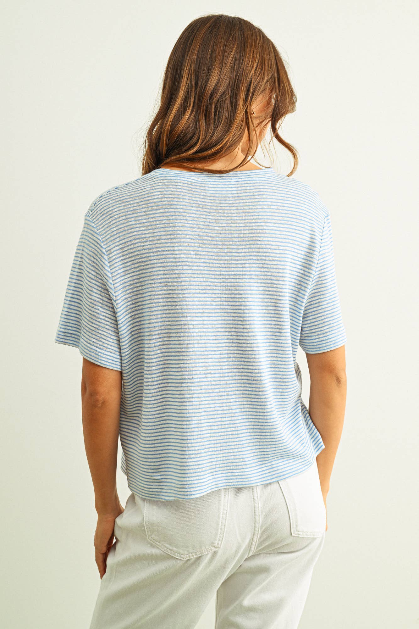 Stripe Slub Short Sleeve Top