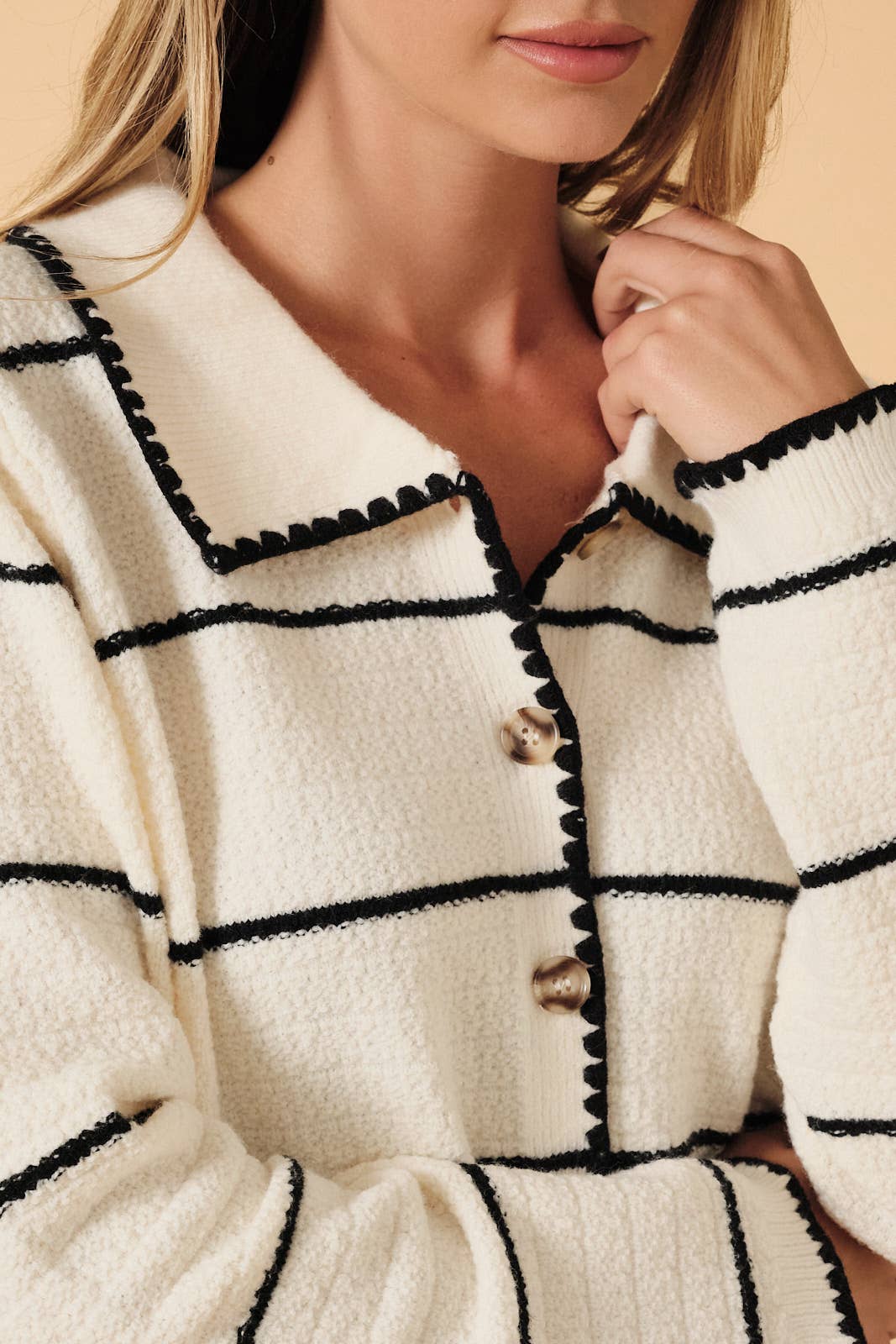 Collared Long Sleeve Button Down Sweater Cardigan