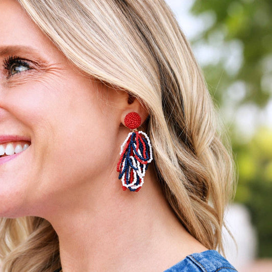 Patriotic Palm Beach Loop Earrings