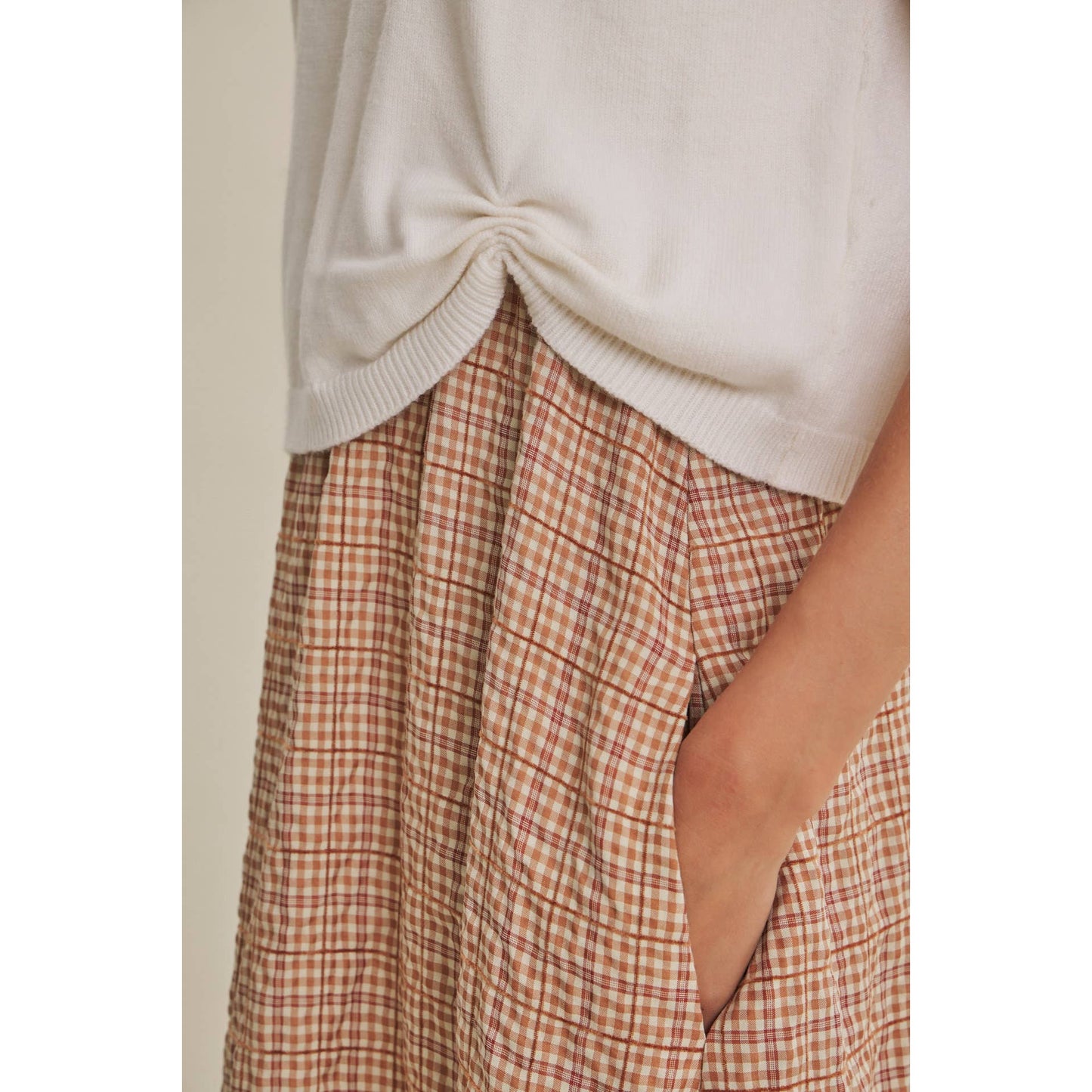 COUNTRY ROADS Gingham Bow Back Twofer Sweater Midi Dress