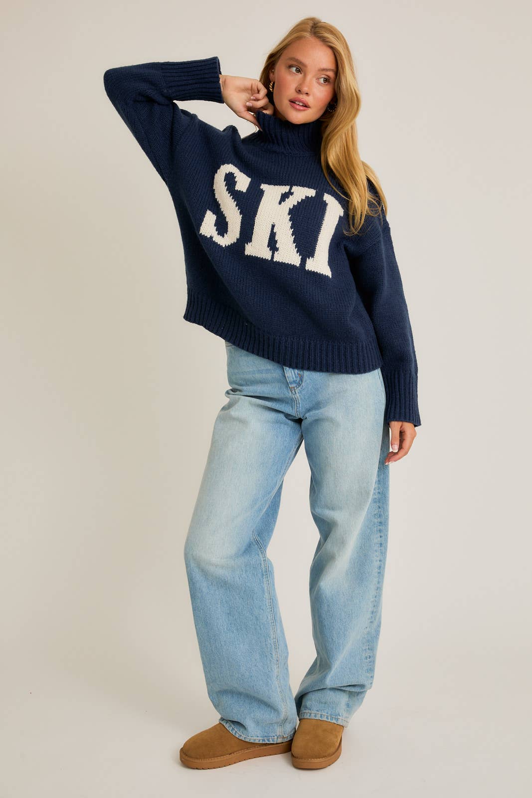 High Neck Oversized Sweater Top