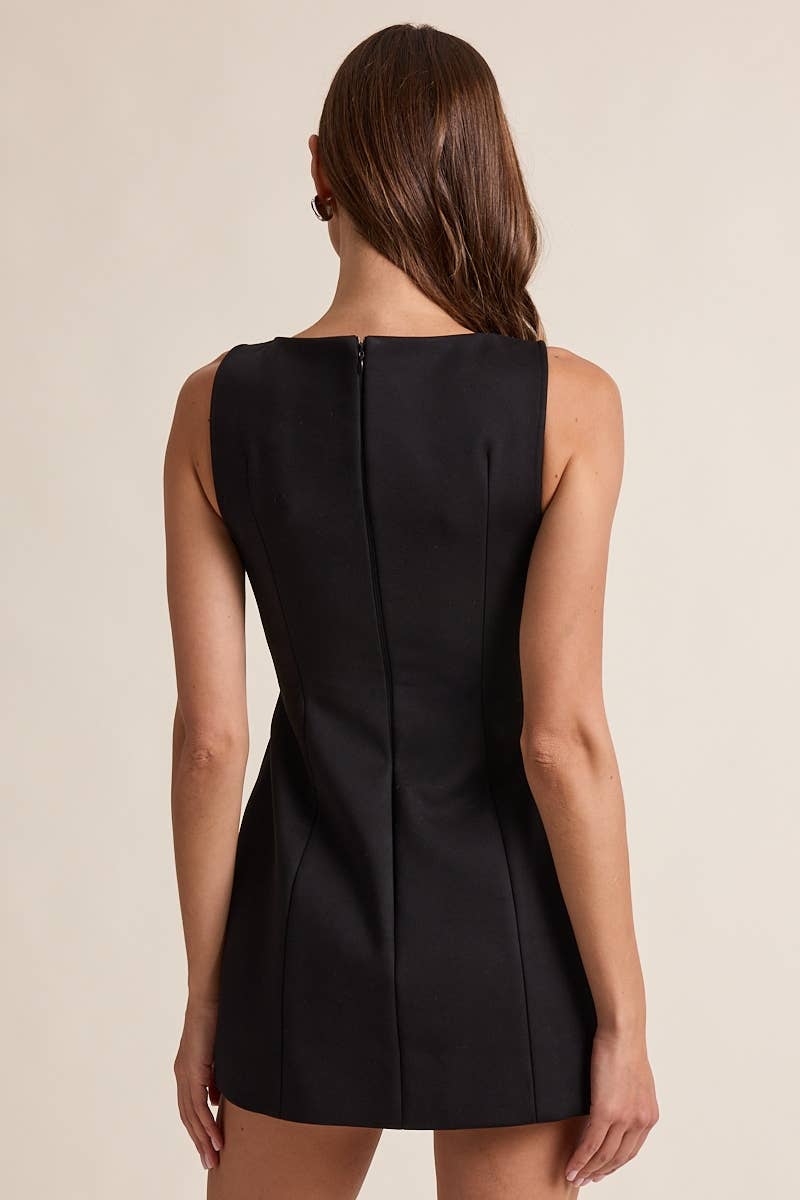 HOLIDAY BOAT NECK RIBBON POINT FIT-IN MINI DRESS