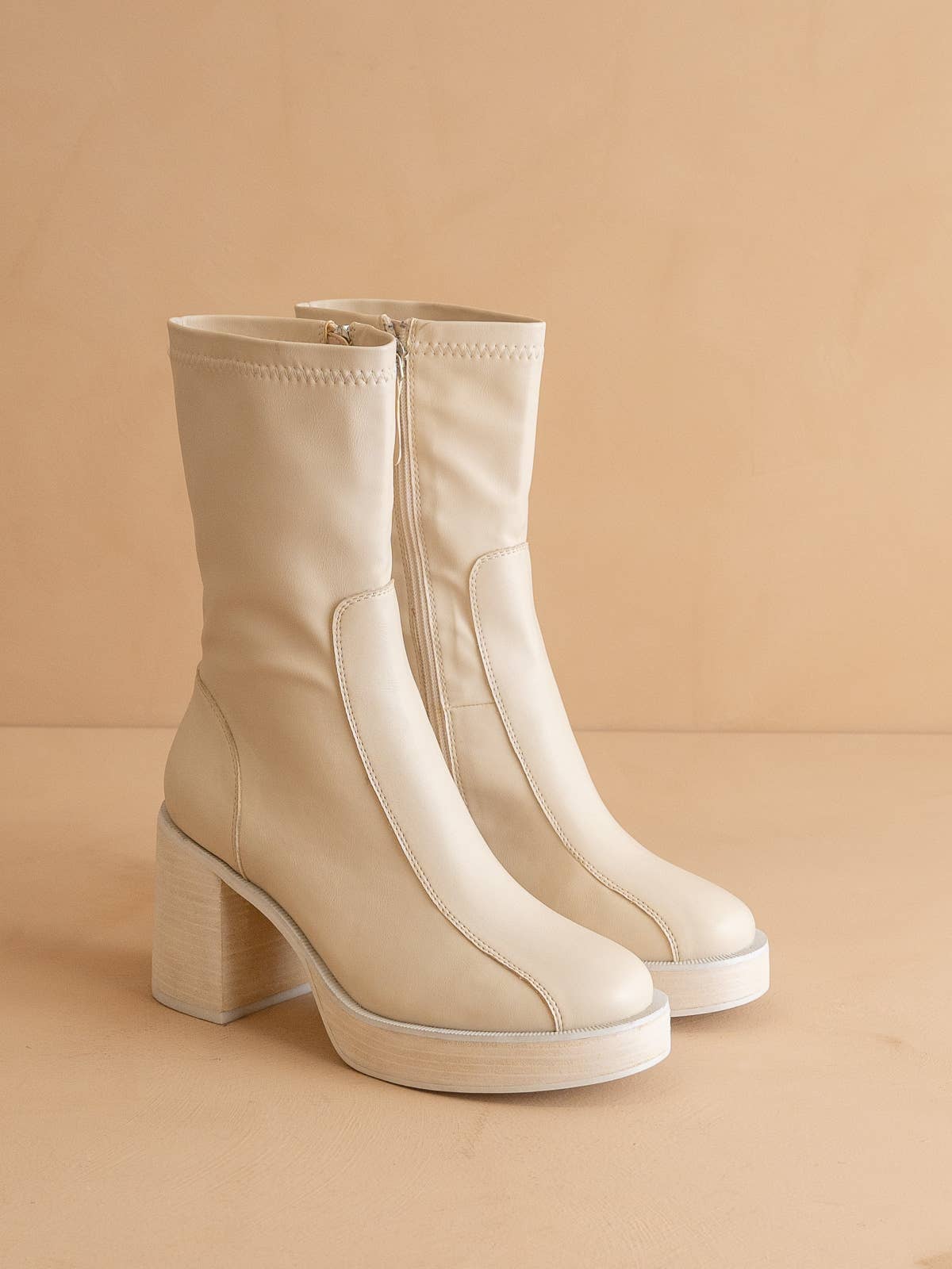 the josephine beige | platform short boots