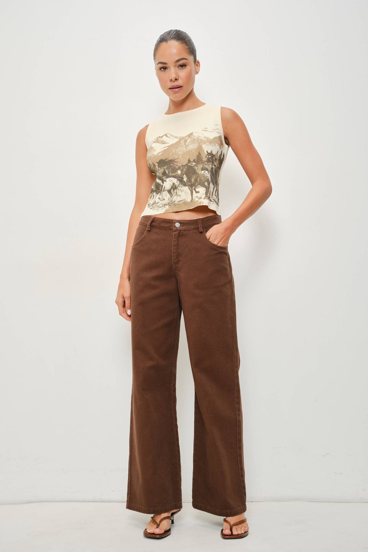 Western Graphic Knit Sweater Top