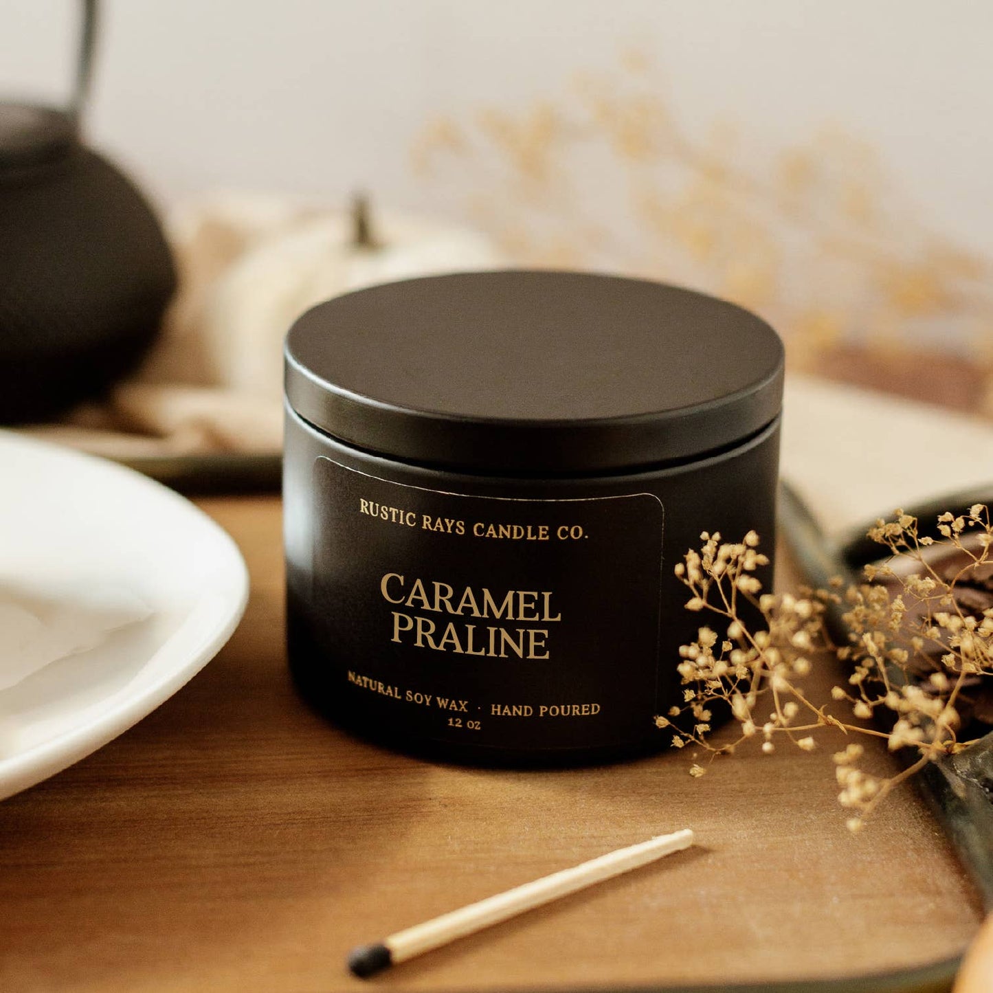 Caramel Praline 12 oz Soy Candle - Fall Home Decor & Gifts