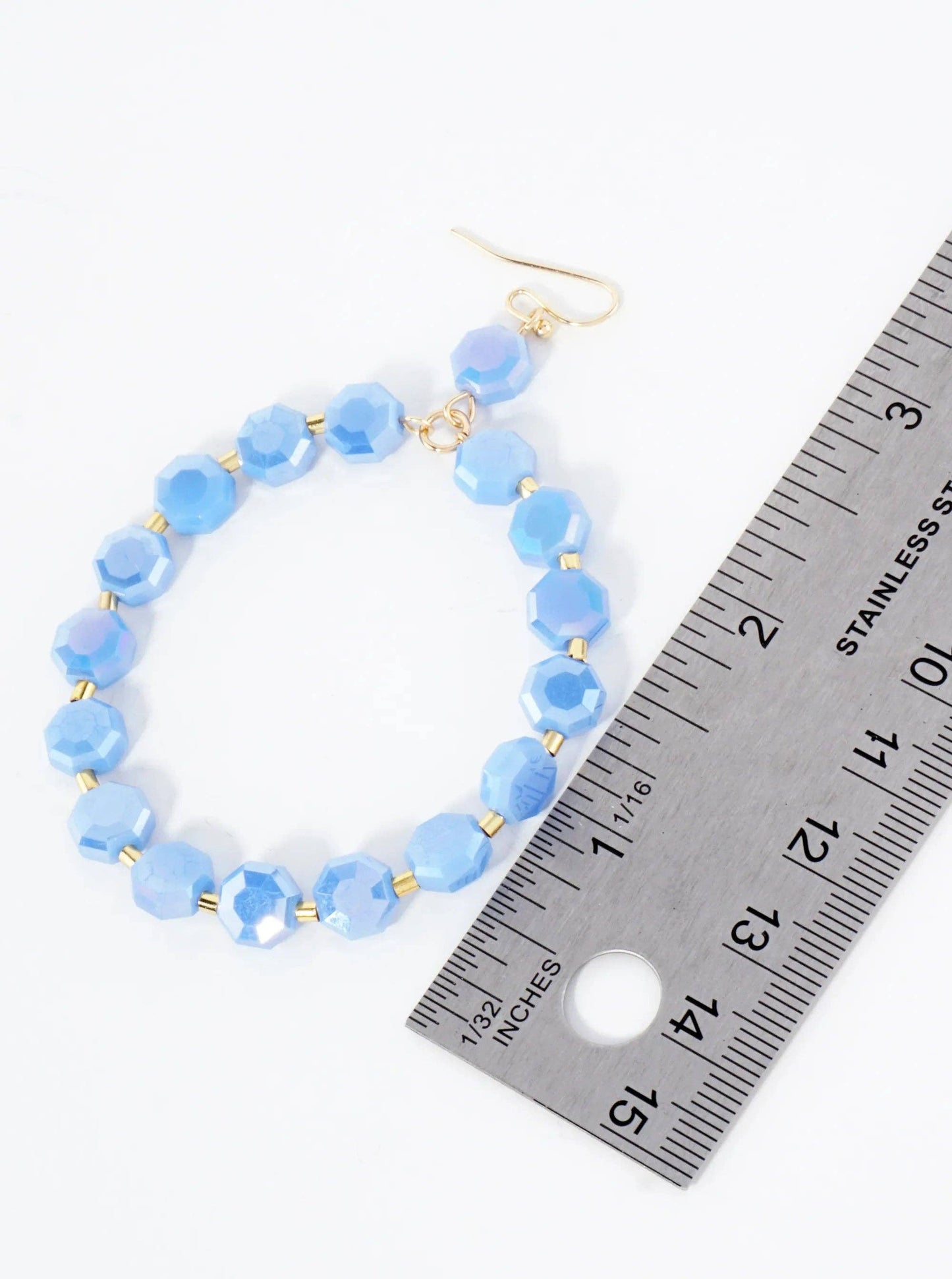 Faceted 8mm Octagon Glass-Beaded Circle Drop Statement Earrings