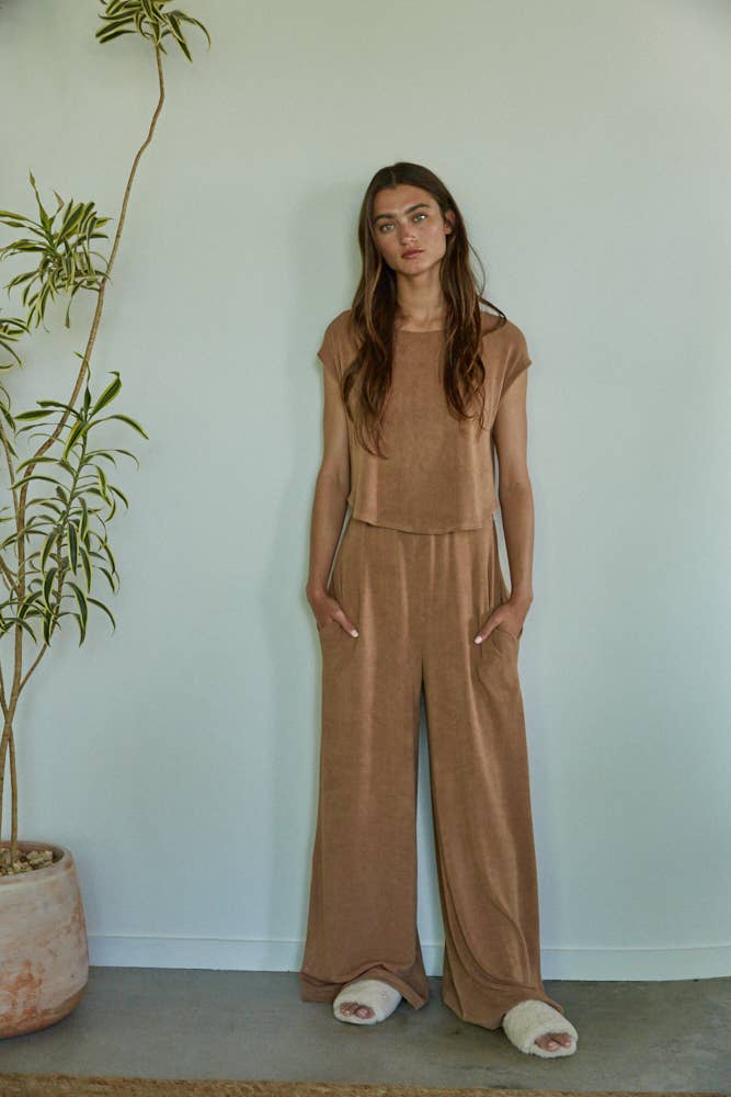 Knit Rayon Wide Leg Jumpsuit