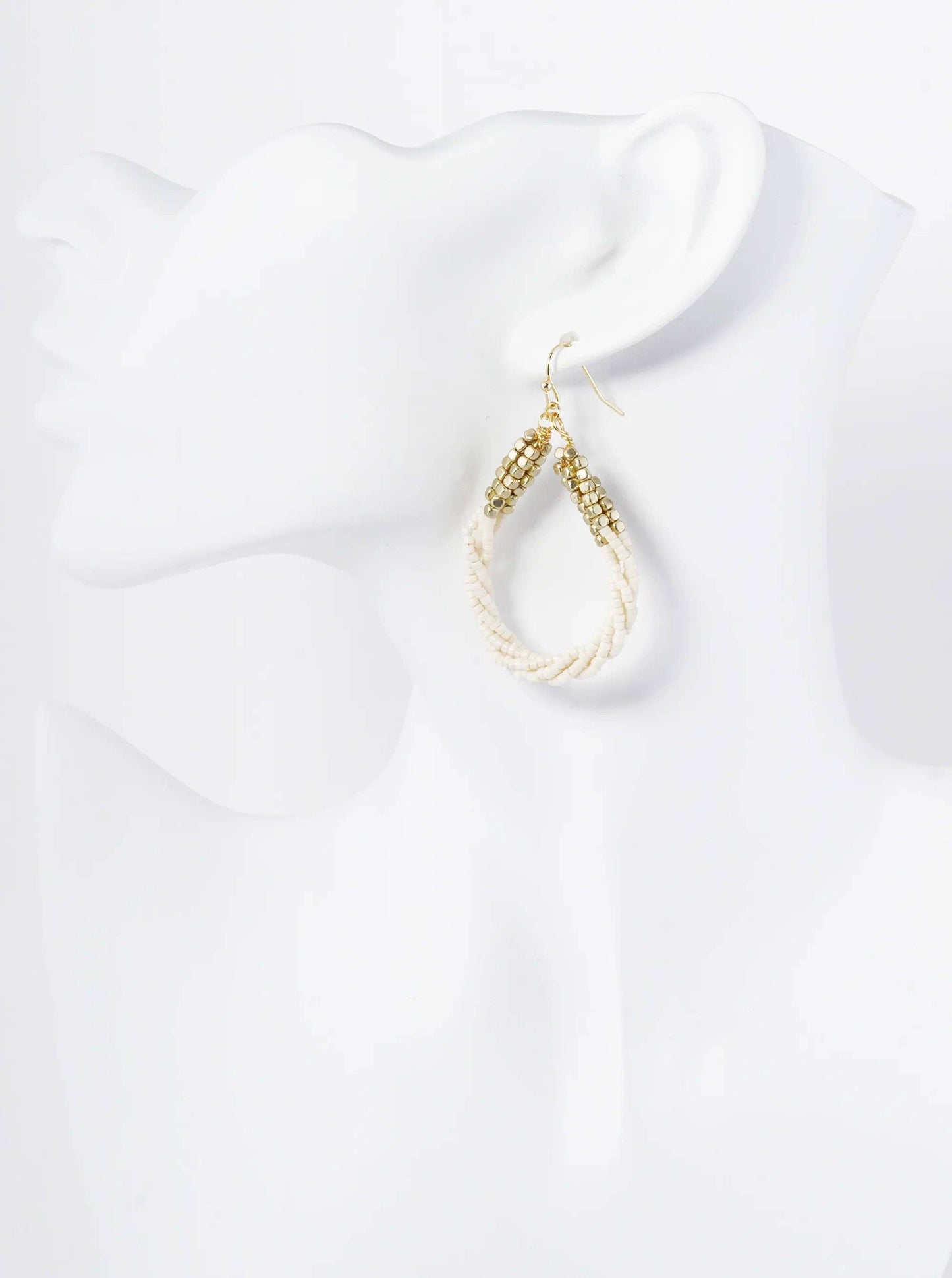 Twist Seed Beaded Teardrop Dangle Drop Earrings