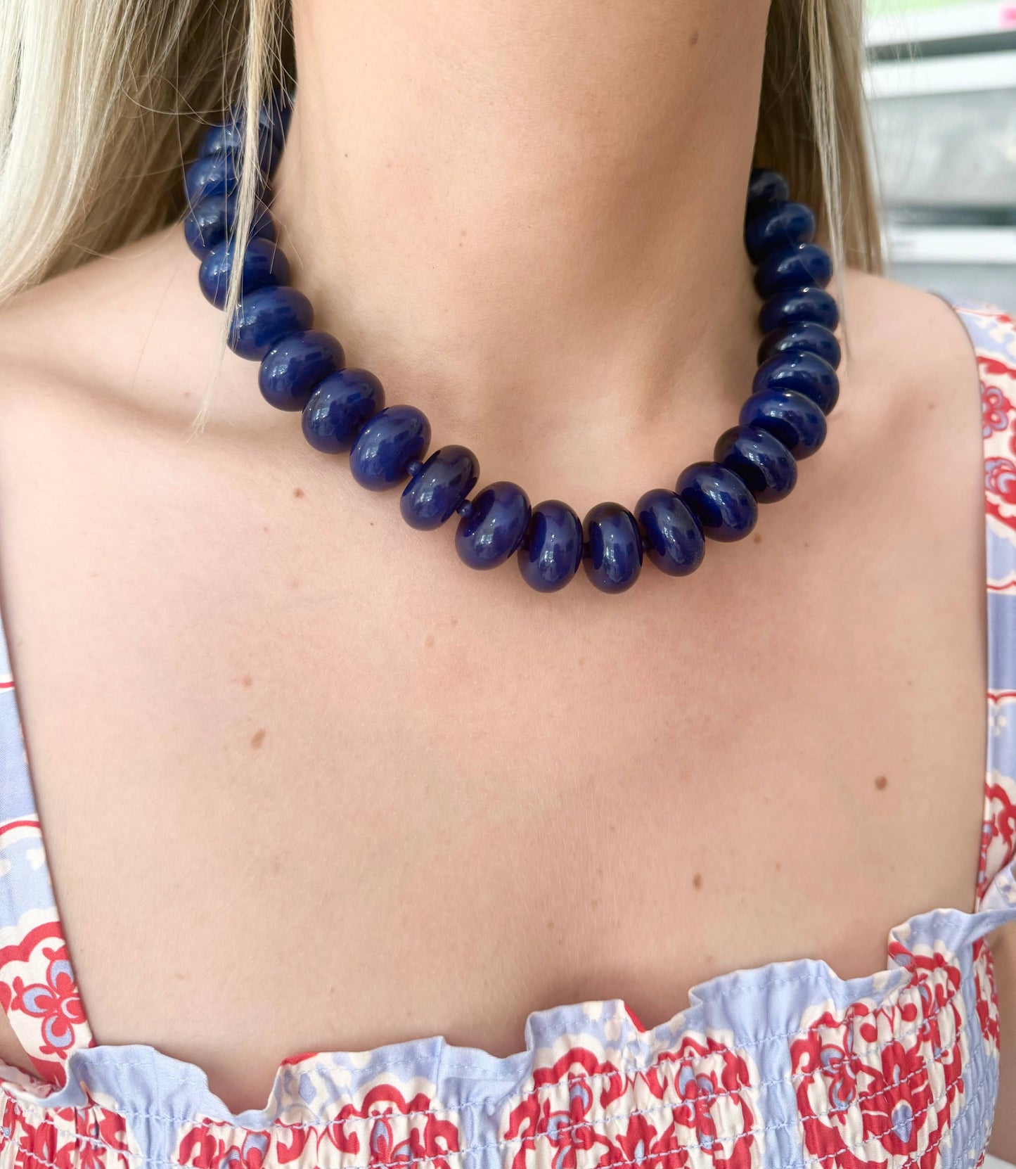 Chunky Beaded Necklace- Red