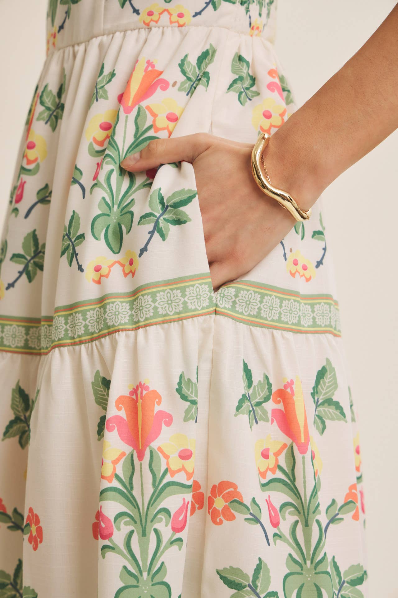 Softly Romantic Exclusive Print MIDI Dress With Shoulder Tie