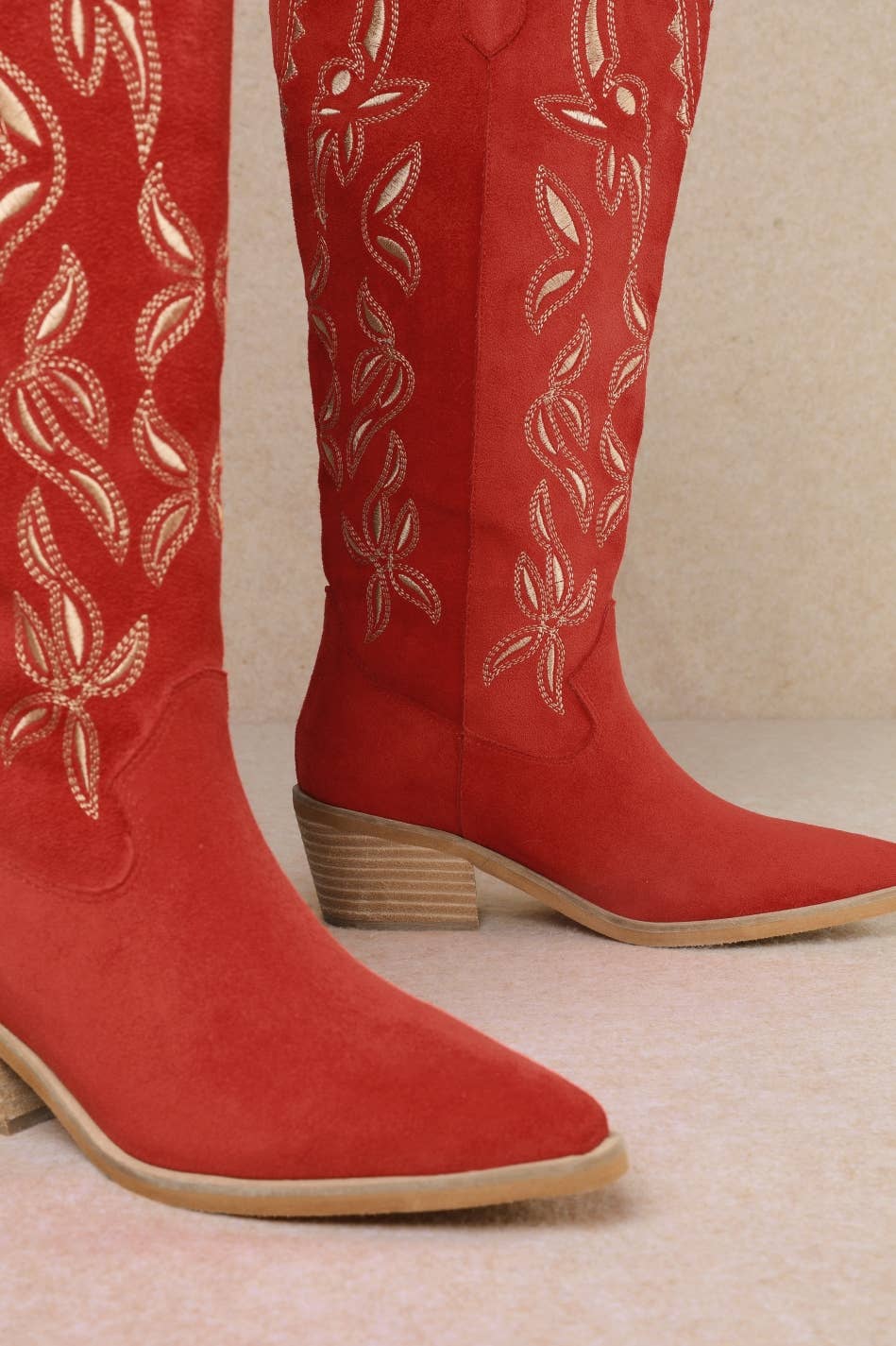 ENORA LEAVES EMBROIDERY WESTERN TALL COWBOY BOOTS