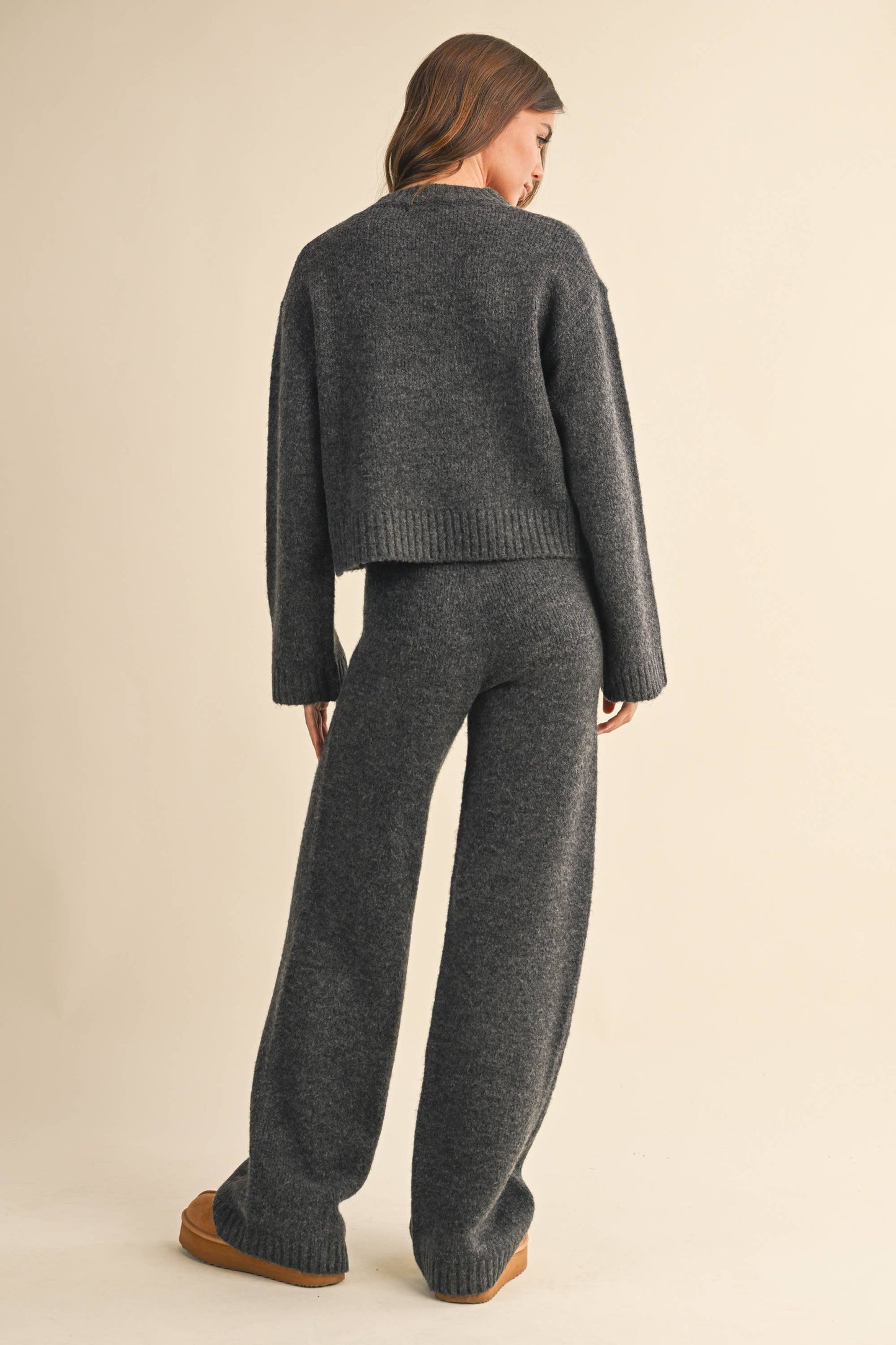 melange cropped sweater top and straight joggers