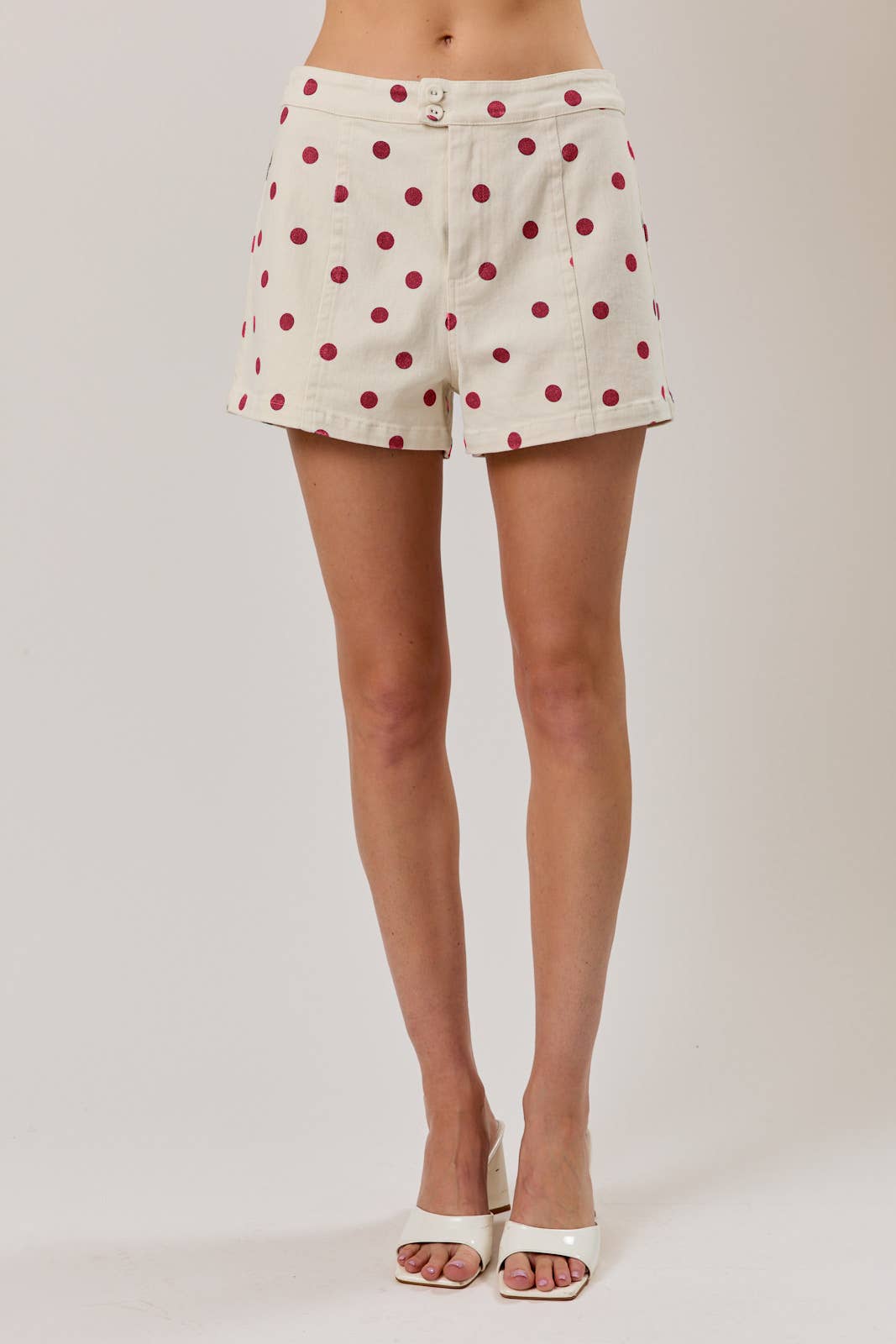 POLKA DOT MINI DENIM SHORTS
