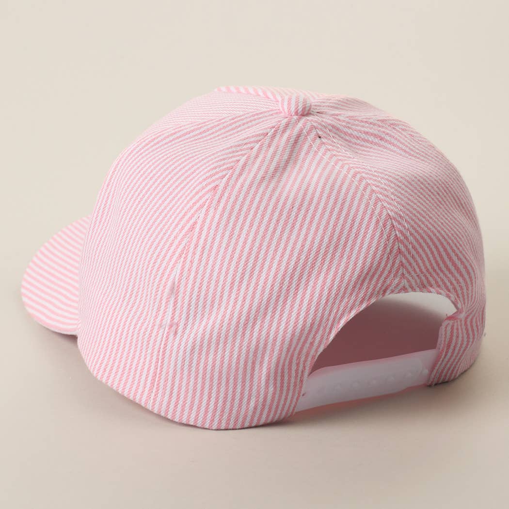USA Embroidered Patch Gingham Stripe Trucker Hat