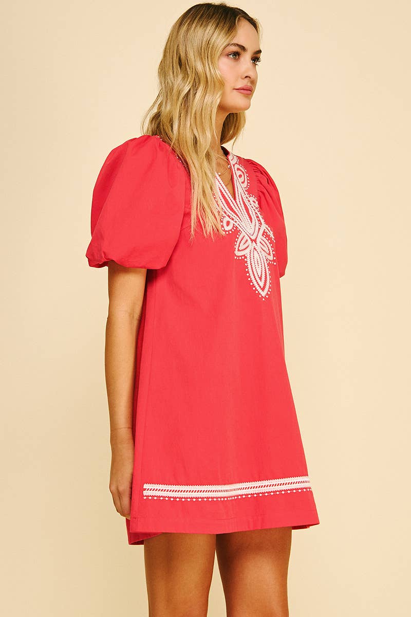 Embroidered Detail Mini Dress