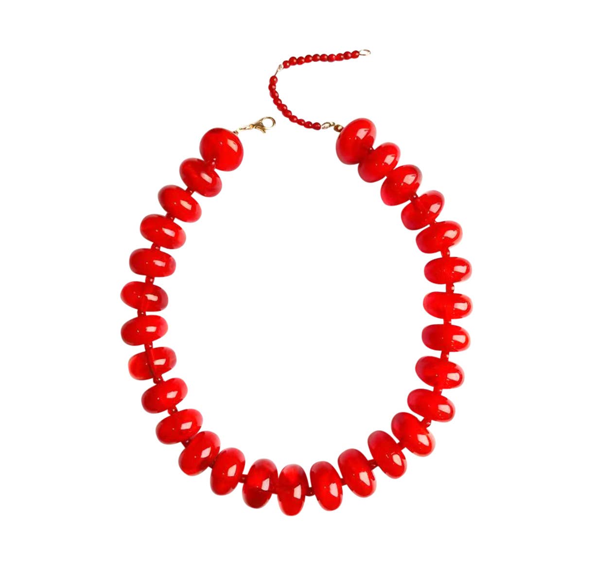 Chunky Beaded Necklace- Red