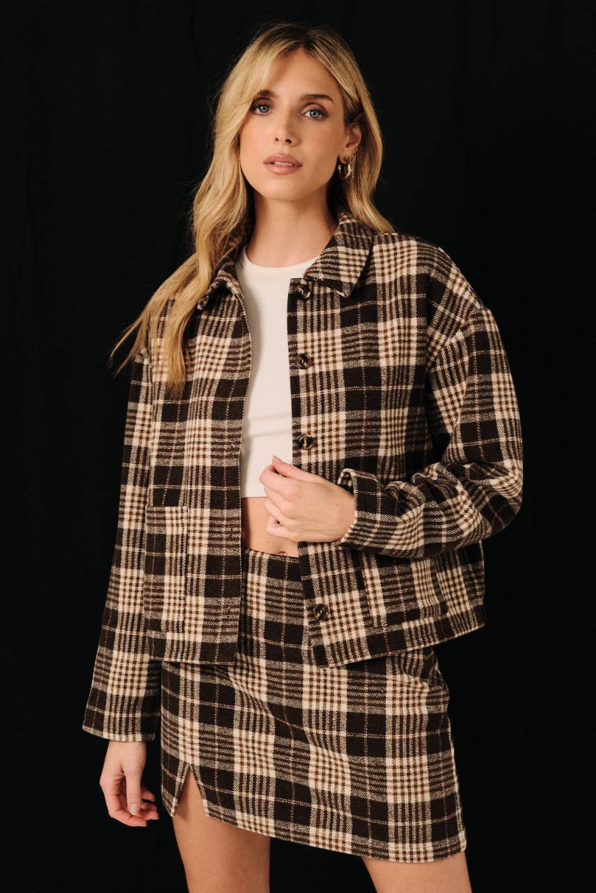 Button Down Plaid Jacket