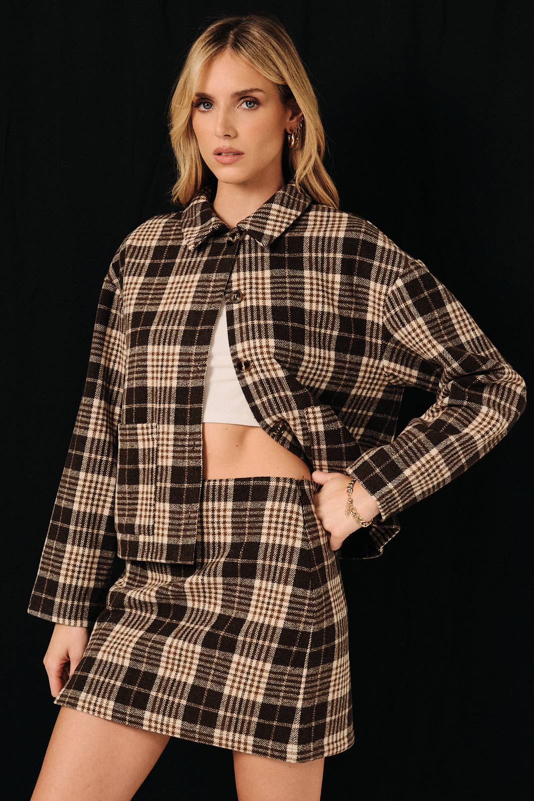 Button Down Plaid Jacket