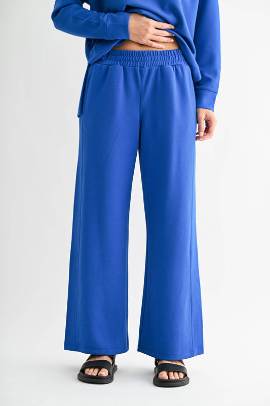 Luxe Sand Wash Rib Wide-Leg Pants