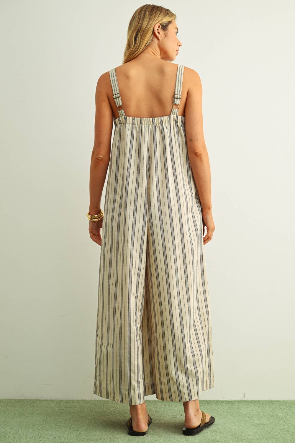 Stripe Printed Wide Leg Jumpsuit