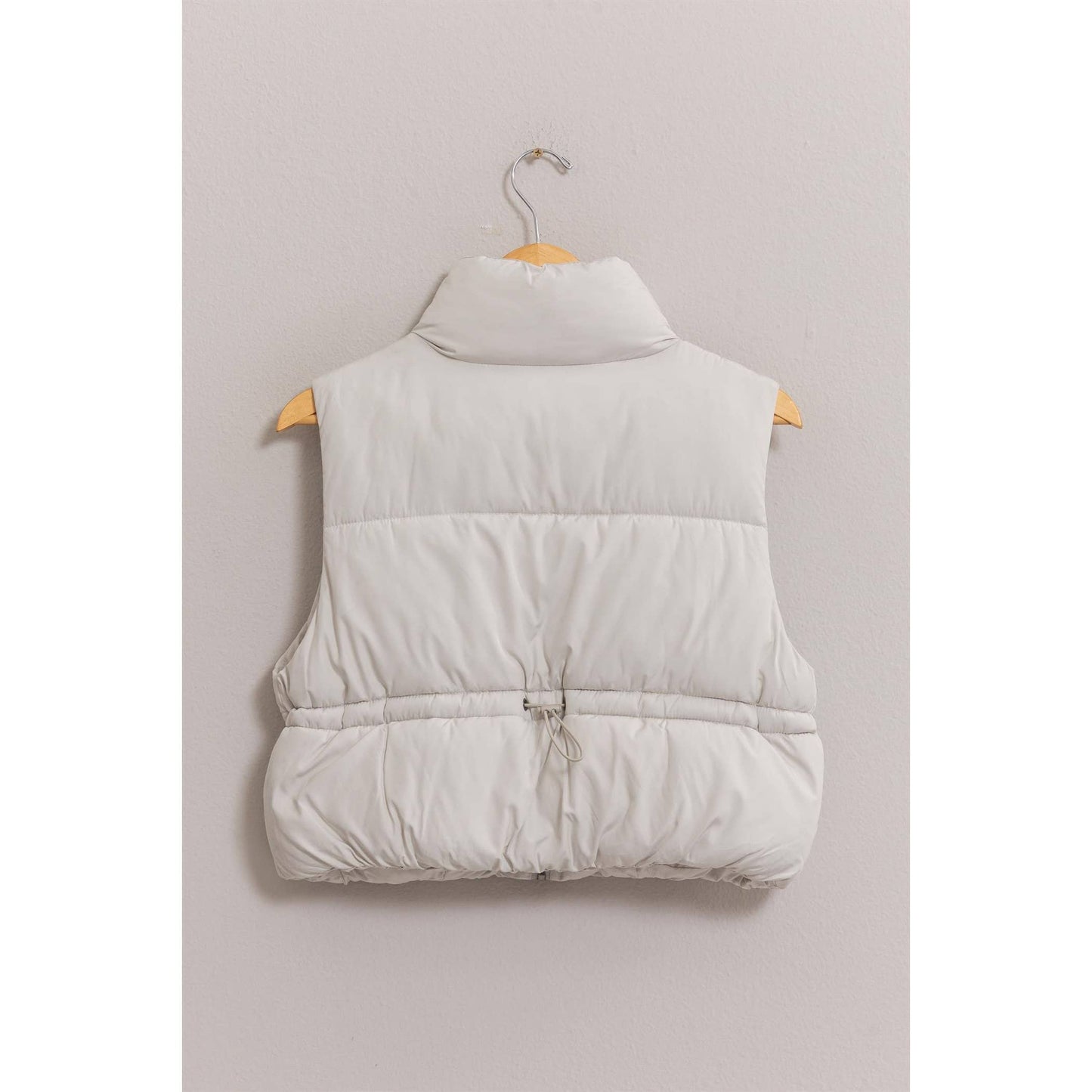 cropped zipper closure puffer vest