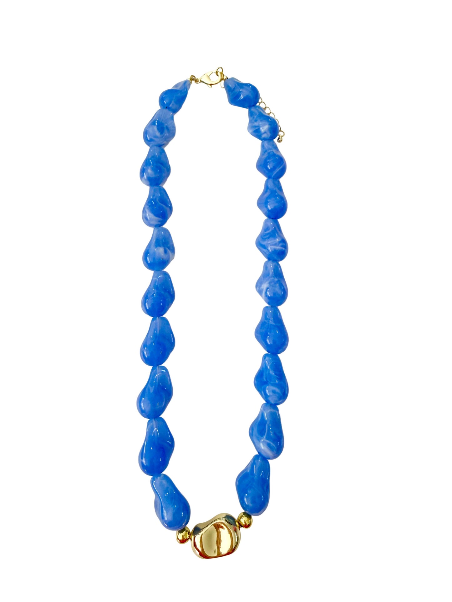 Chunky Beaded Necklace- Blue