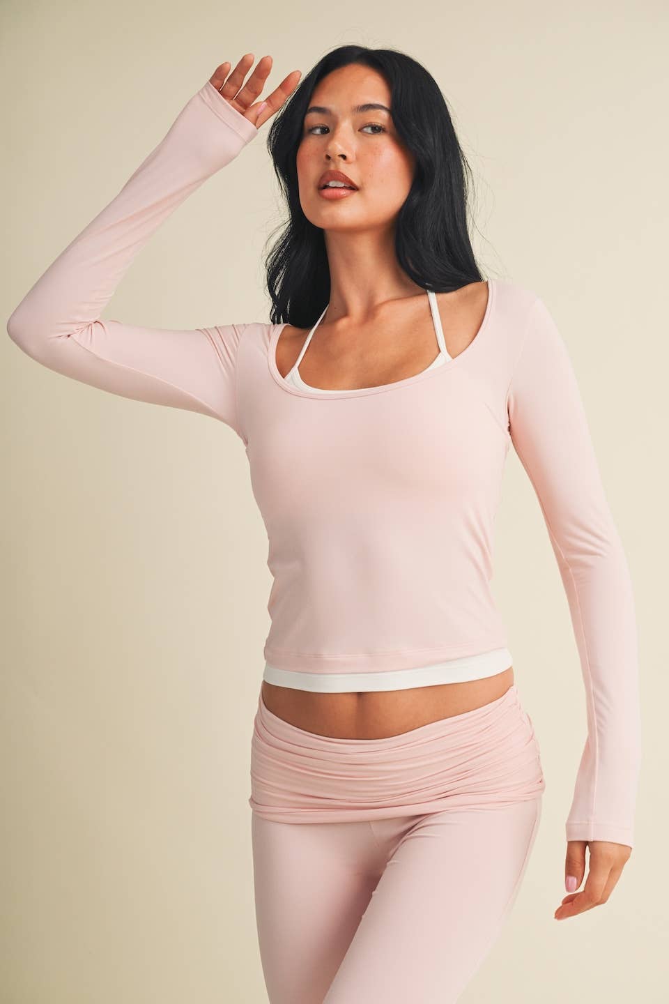 Soft Knit Double Layered Long Sleeve Top
