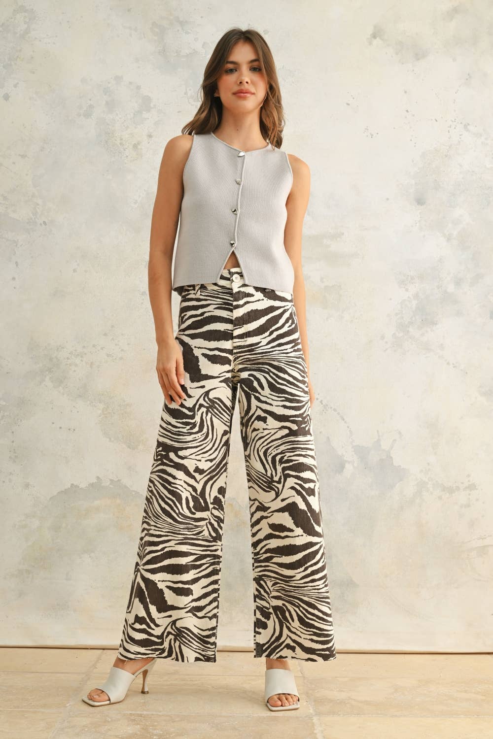 zebra print stretch pants