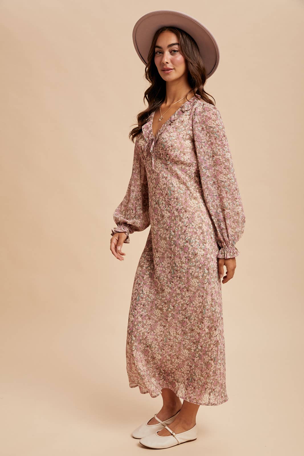 ruffled floral maxi dress