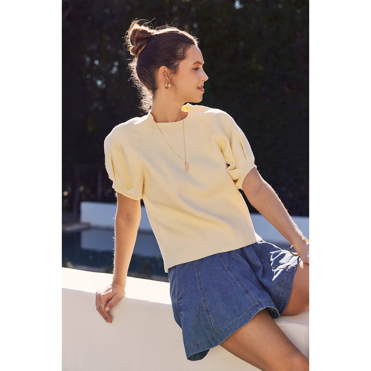 Easy Volume Movement Breathable Cotton Sweater With Puff
