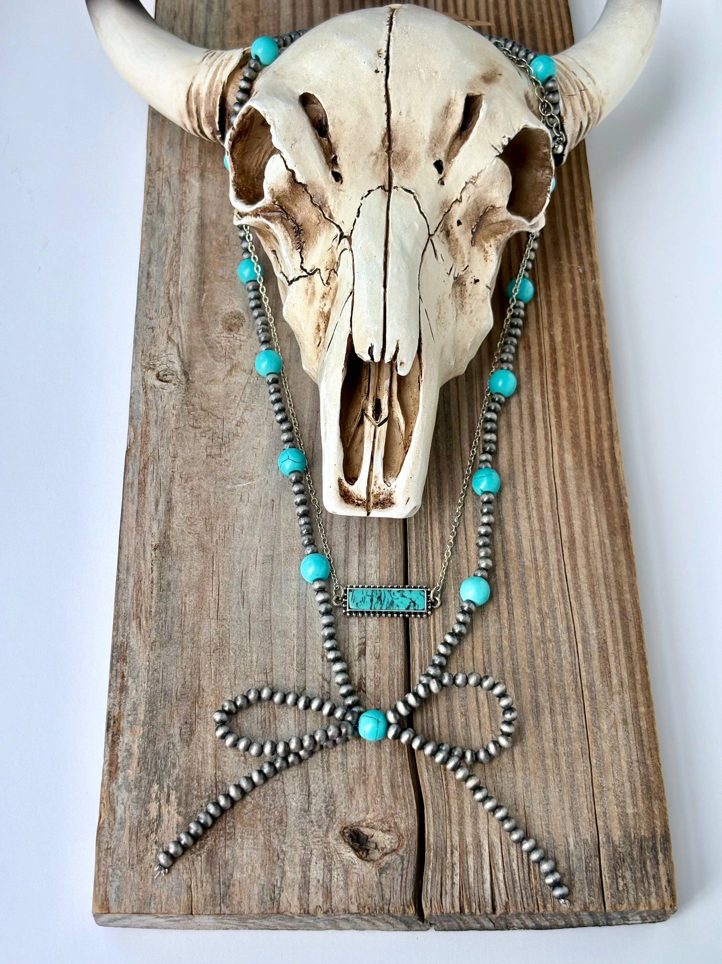 2 Layer Western Style Coquette Bow & Pendant Necklace