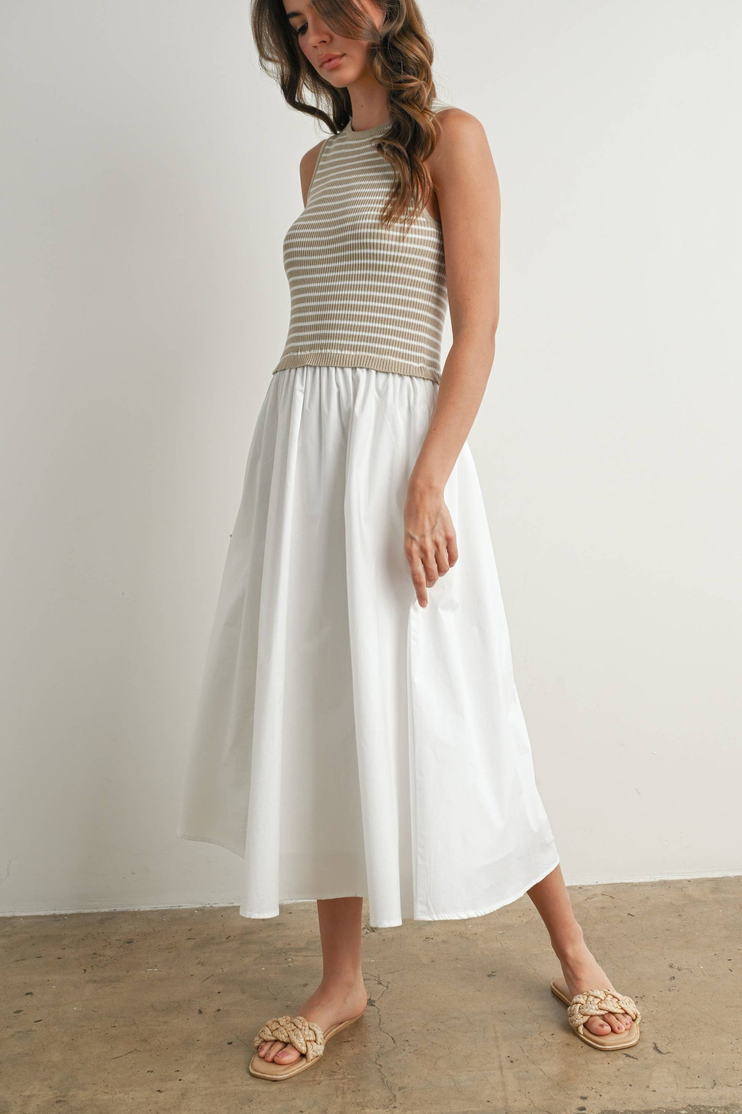 Striped Sleeveless Maxi Dress with Pockets