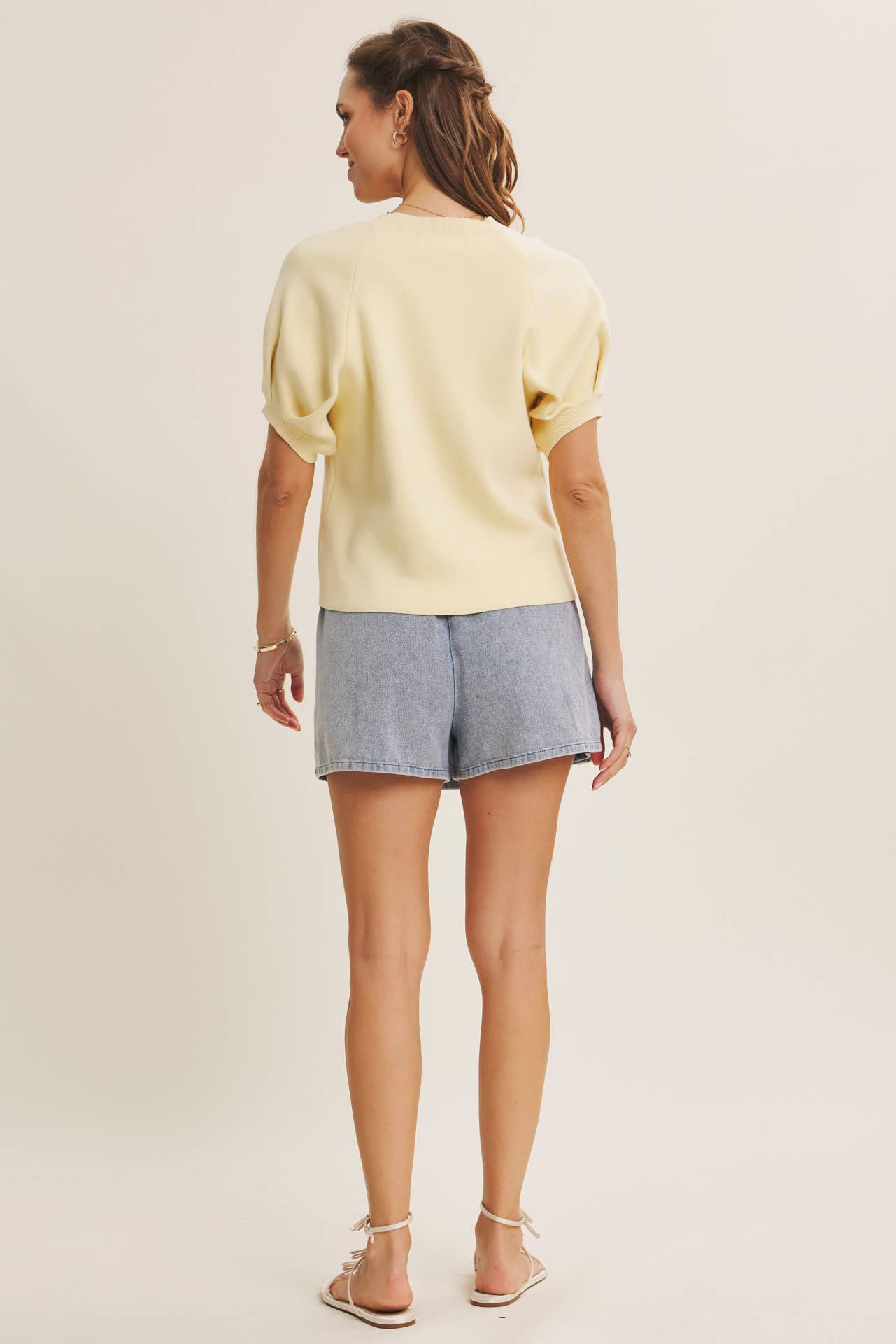 Easy Volume Movement Breathable Cotton Sweater With Puff