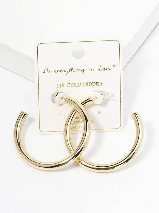 14K Gold Dipped 50mm Hollow Brass Bold Open Hoop Earrings
