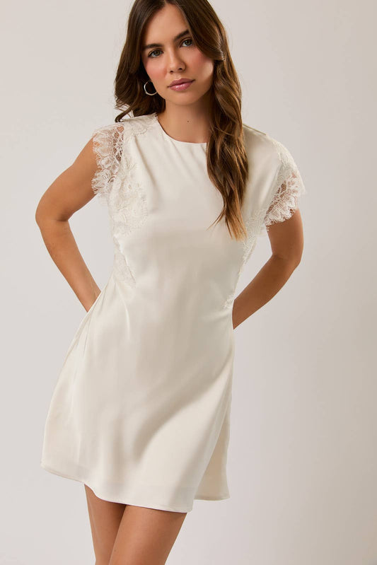 Sleeveless High Neck Lace Trim Detail Dress