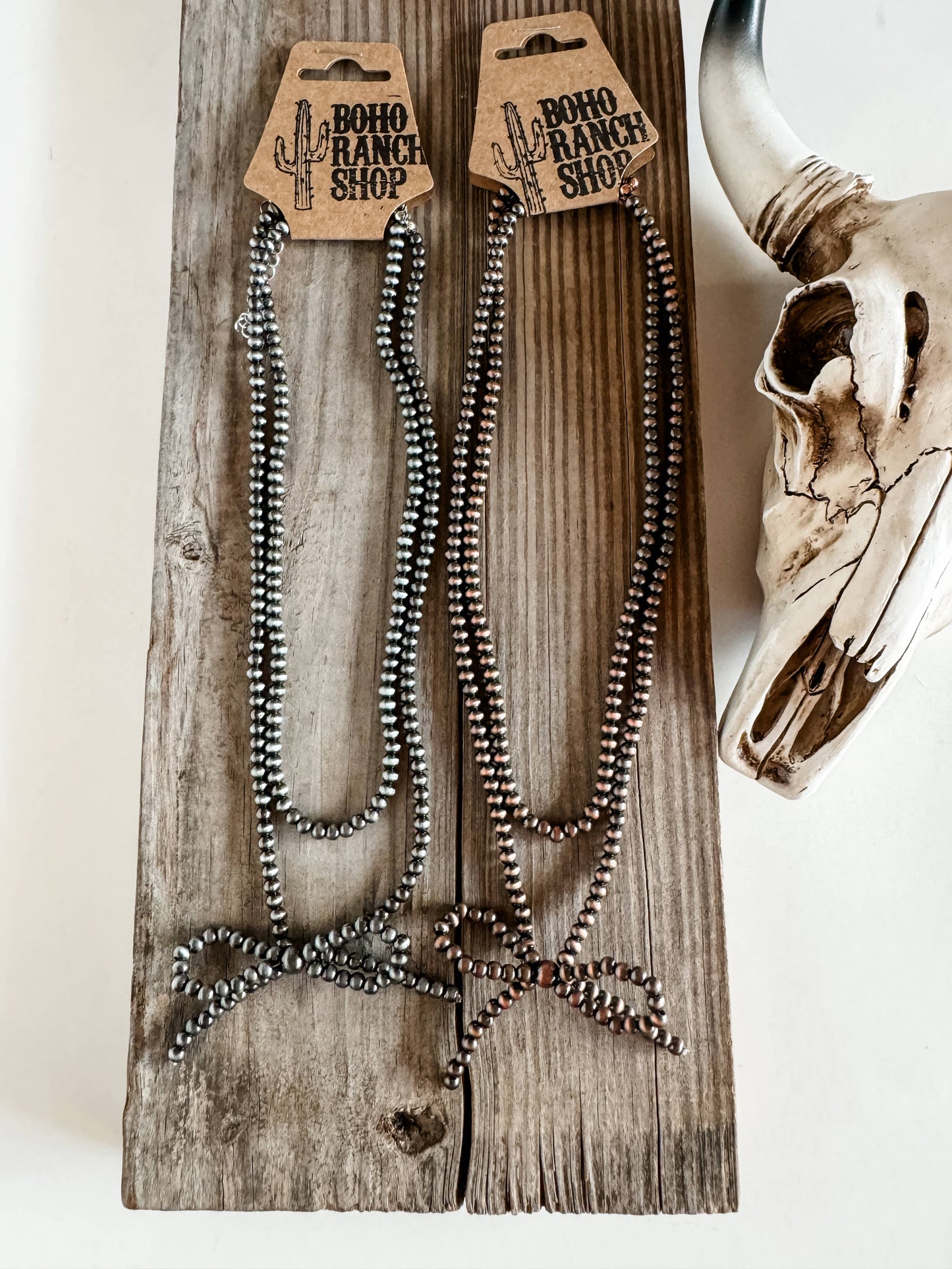 Western Layered Navajo Bead Bow Chain Necklace