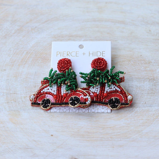 Christmas tree car earrings