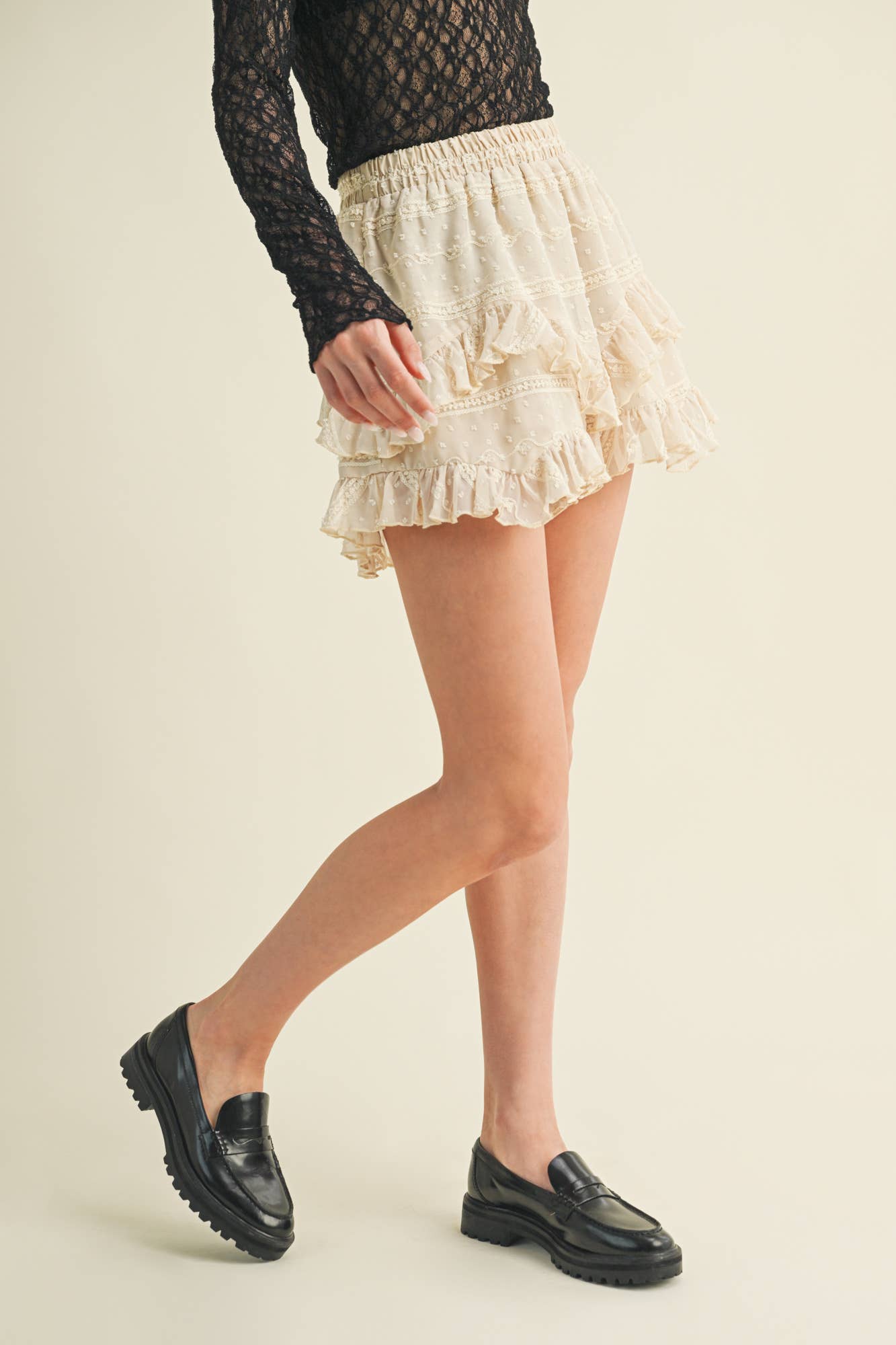 Ruffled layered skort