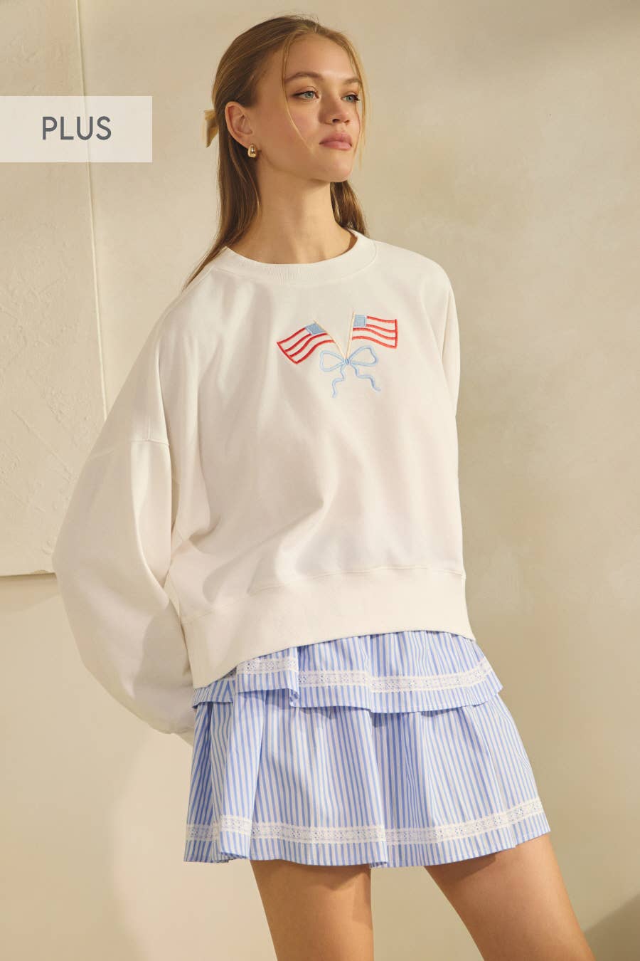USA Flag Cropped Sweatshirt