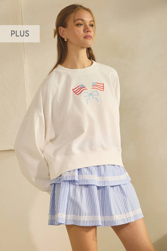 USA Flag Cropped Sweatshirt