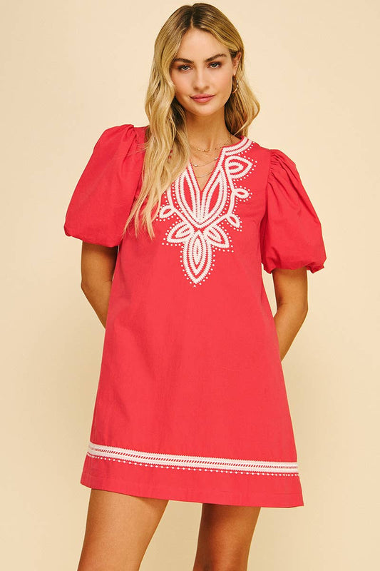 Embroidered Detail Mini Dress