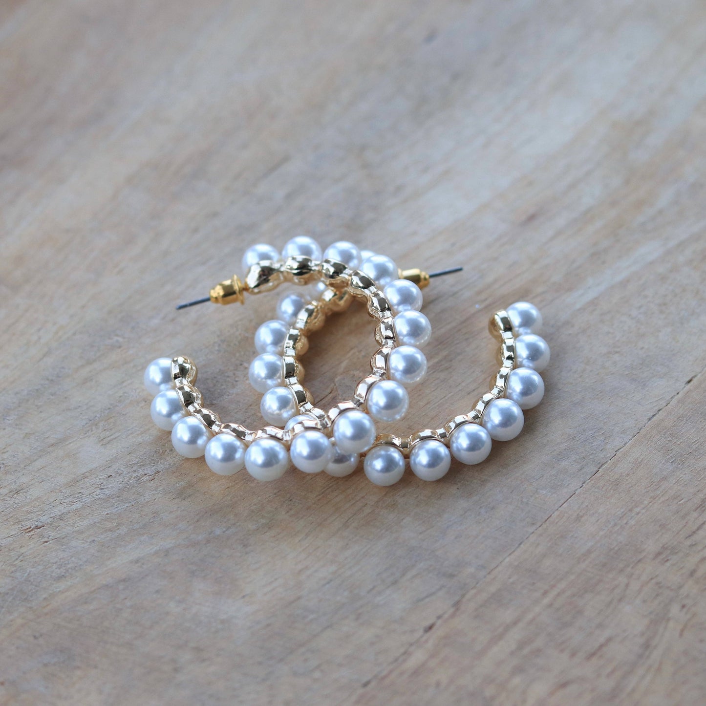 Pearl hoop earrings