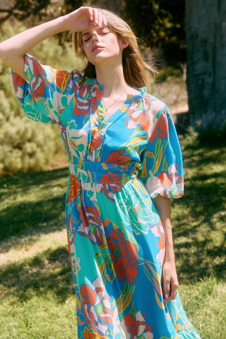 Plus Floral Printed Midi Dress